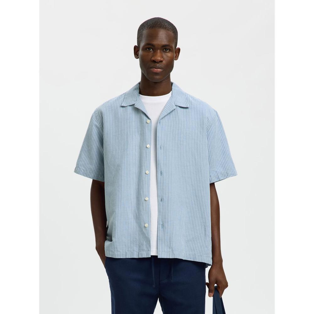 Selected Relaxed Clay Linen Blend Short Sleeve Shirt
